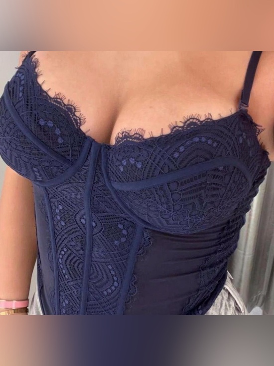 Garage Tops - Garage Navy Blue Lace Bandeau Bustier